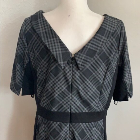 WHBM White House Black Market retro Mad Men Style black and gray Dress size 14 - Picture 4 of 5